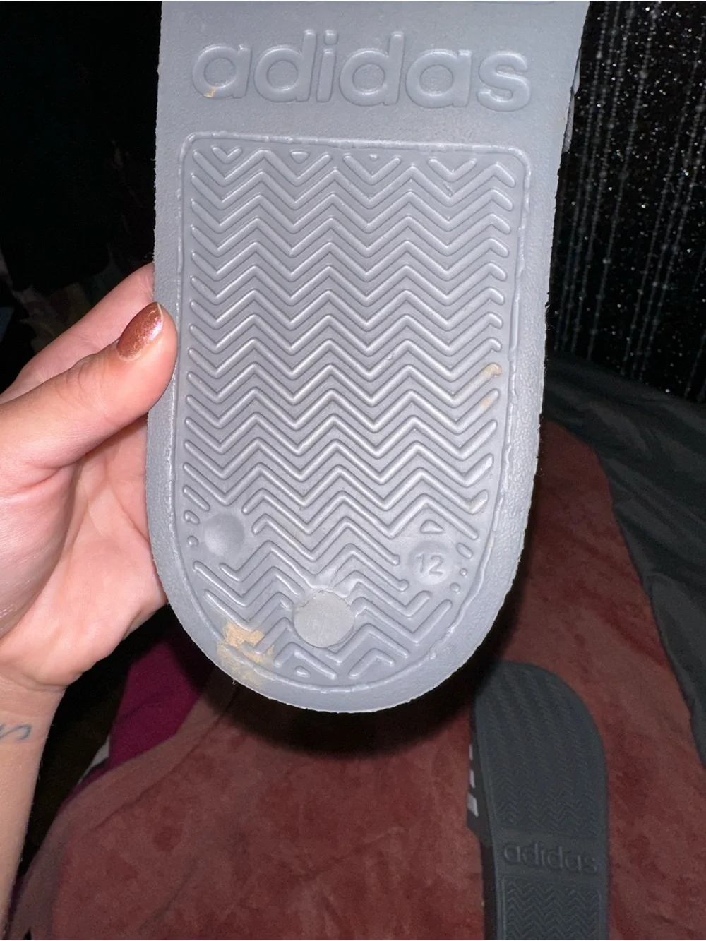 Adidas Women's Gray/White Adilette Slide Sandals